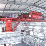 Double girder grab overhead crane handling bulk material