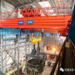 Kuangyuan foundry overhead crane handling molten metal in a steel plant