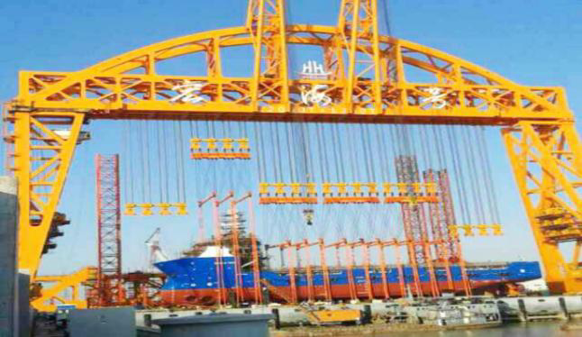 The 22,000 t Honghai arch shipbuilding gantry crane built by Kuangyuan